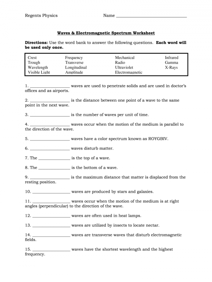 Waves and electromagnetic spectrum worksheet: Fill out & sign