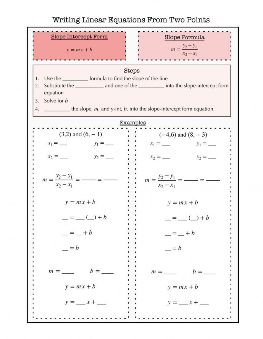 Writing Equations Given Two Points Notes worksheet  Live Worksheets