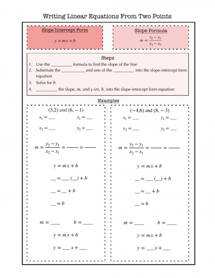 writing equations given two points notes worksheet live worksheets 0