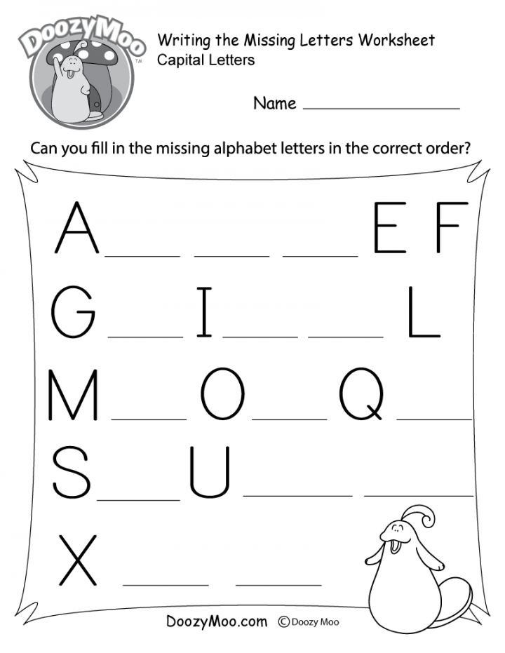 Writing the Missing Capital Letters Worksheet (Free Printable)