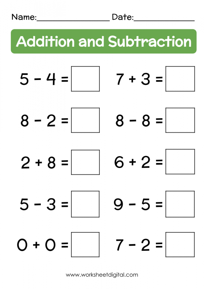 Addition and Subtraction Worksheets for Kindergarten and Grade , Mixed Sums