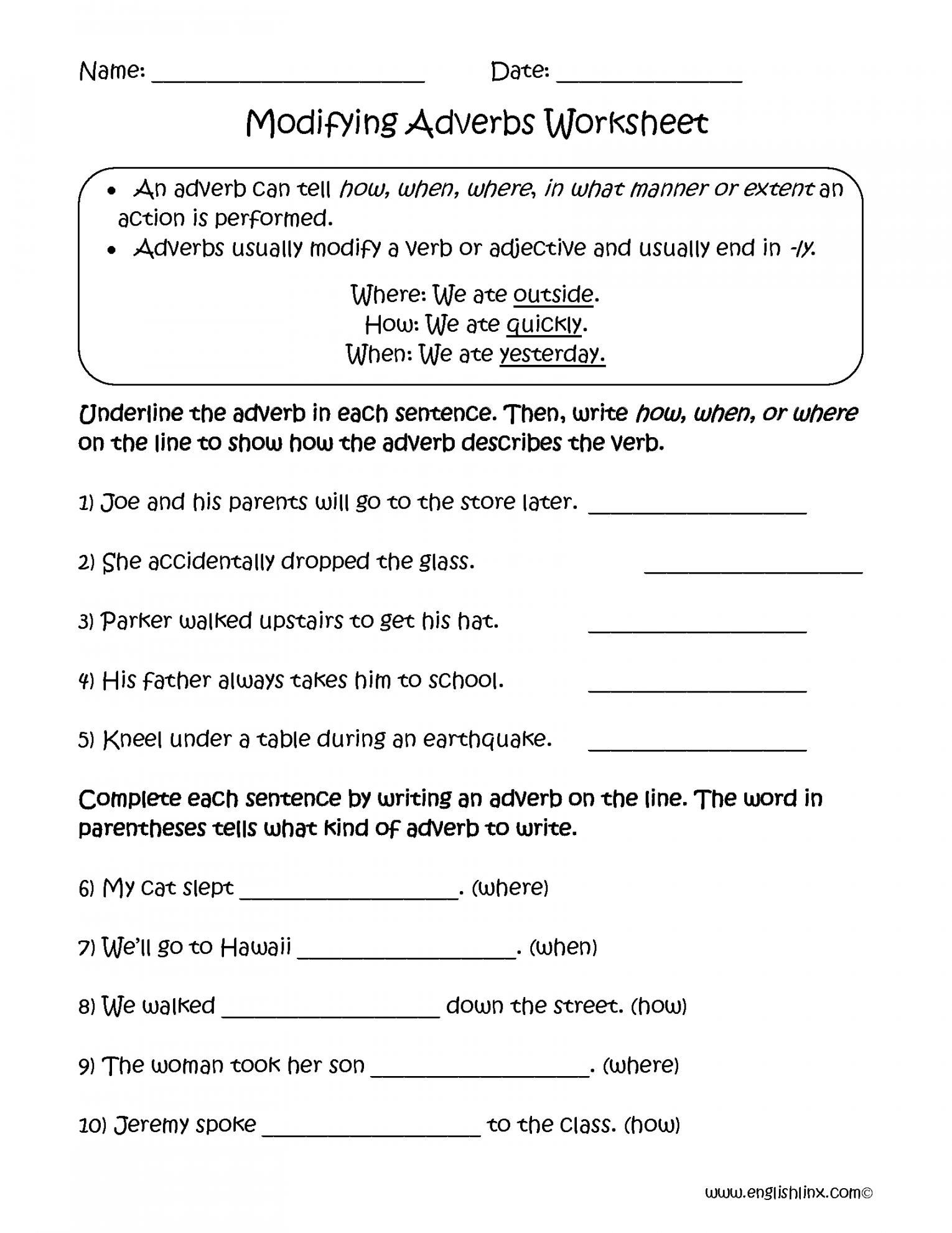 Adverbs Worksheets  Regular Adverbs Worksheets  Adverbs