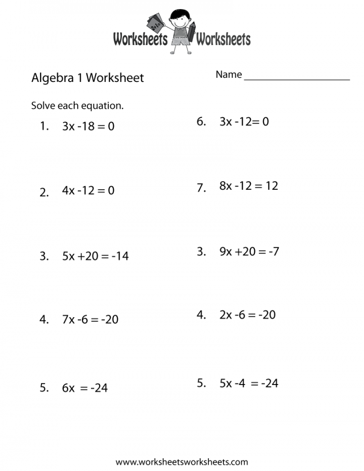 Algebra  Practice Worksheet Printable  Algebra worksheets