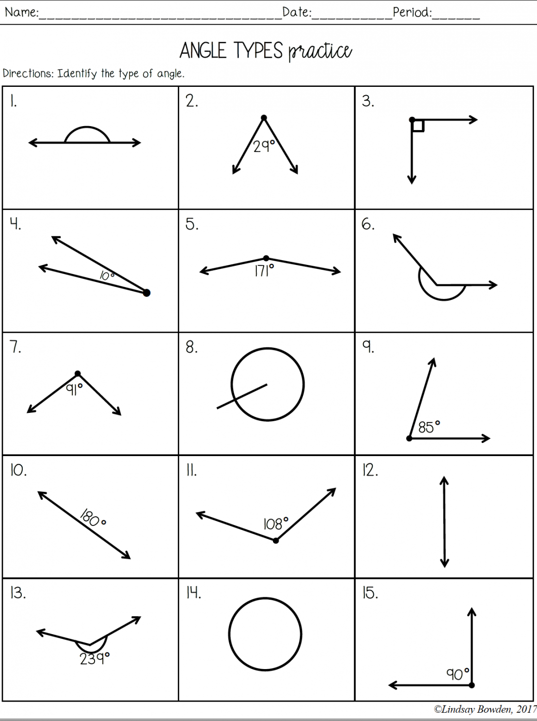 Angle Types Notes and Worksheets - Lindsay Bowden