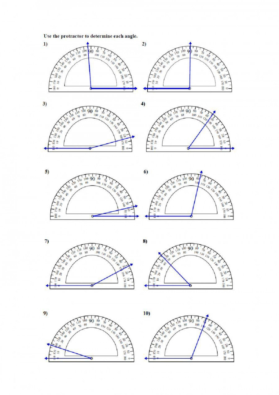 angles with protractor worksheet  Live Worksheets
