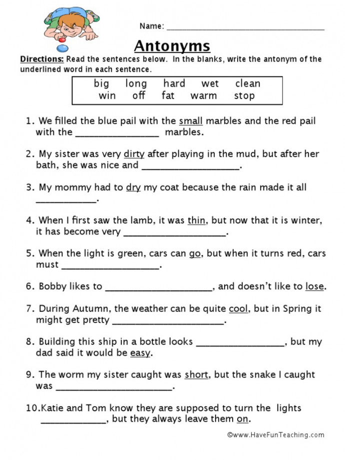 Antonyms Worksheet  PDF  PDF