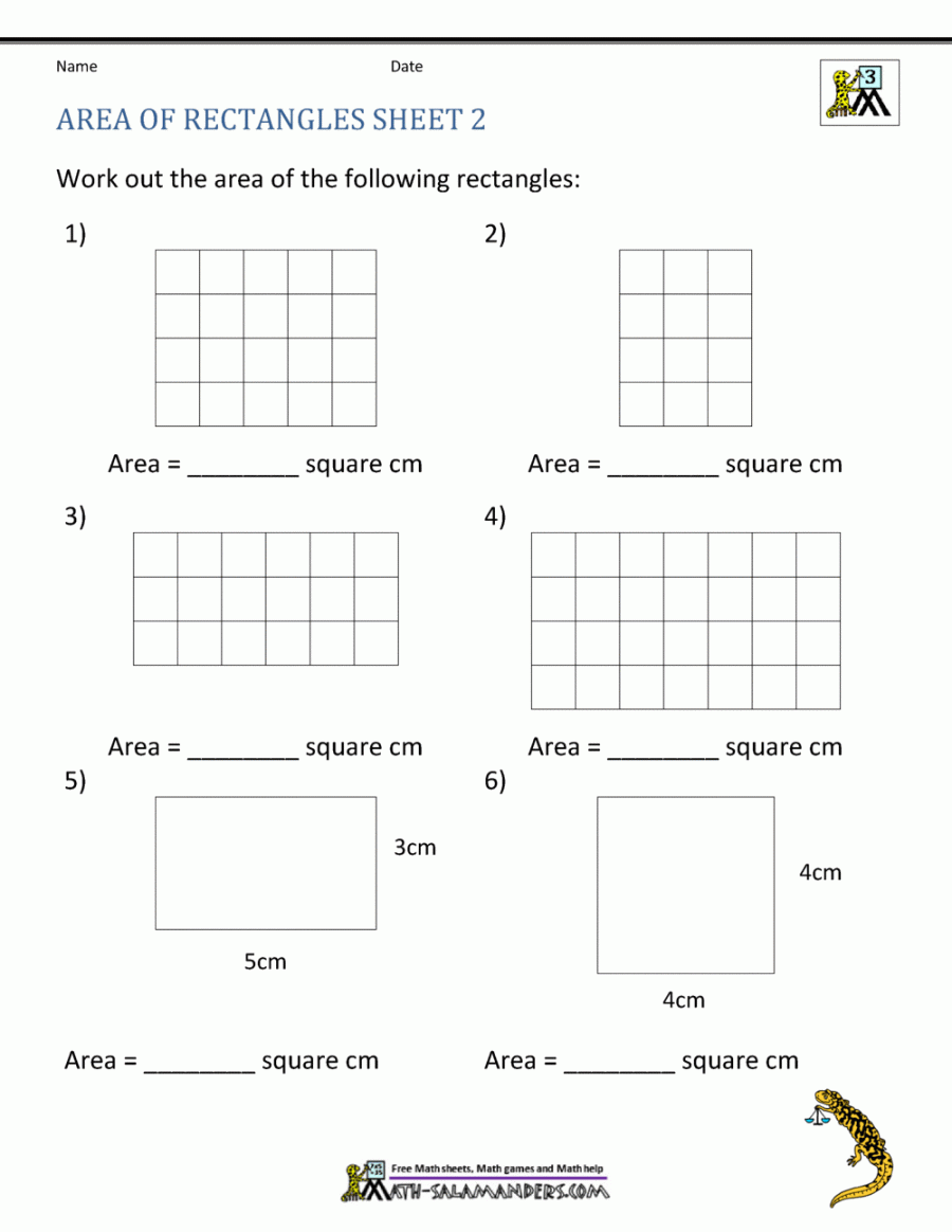 Area of Rectangle Worksheets