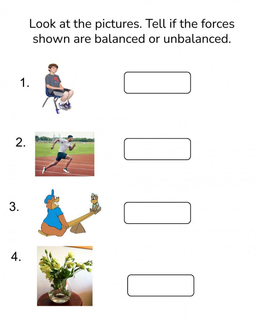 Balanced or Unbalanced Forces worksheet  Live Worksheets