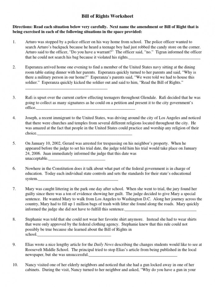 Bill of Rights Worksheet  PDF  Crime & Violence  Crime Thriller