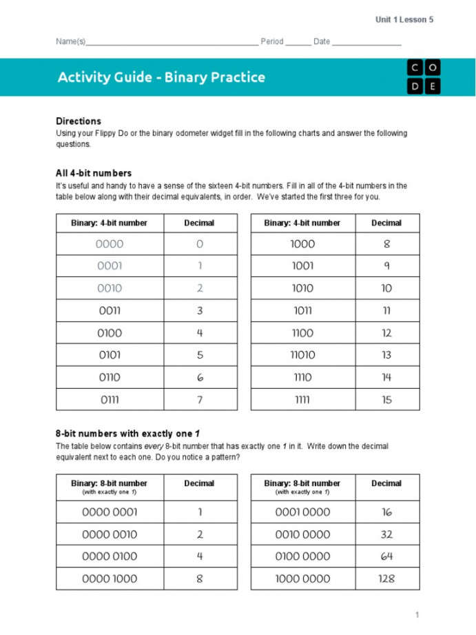 Binary Practice  PDF  Arithmetic  Numbers