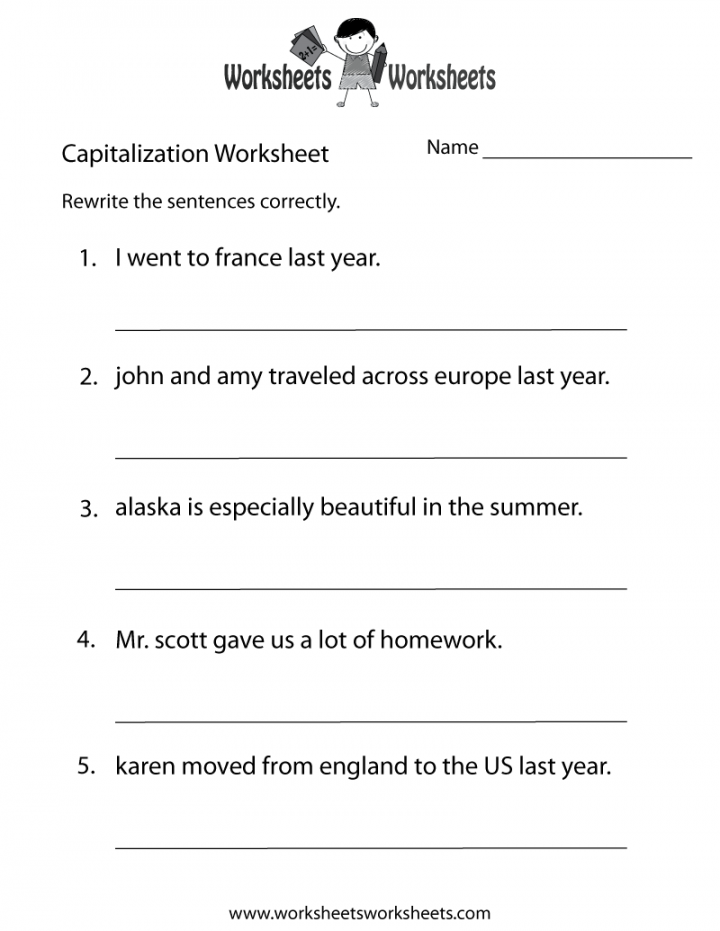 capitalization worksheets  Capitalization Practice Worksheet