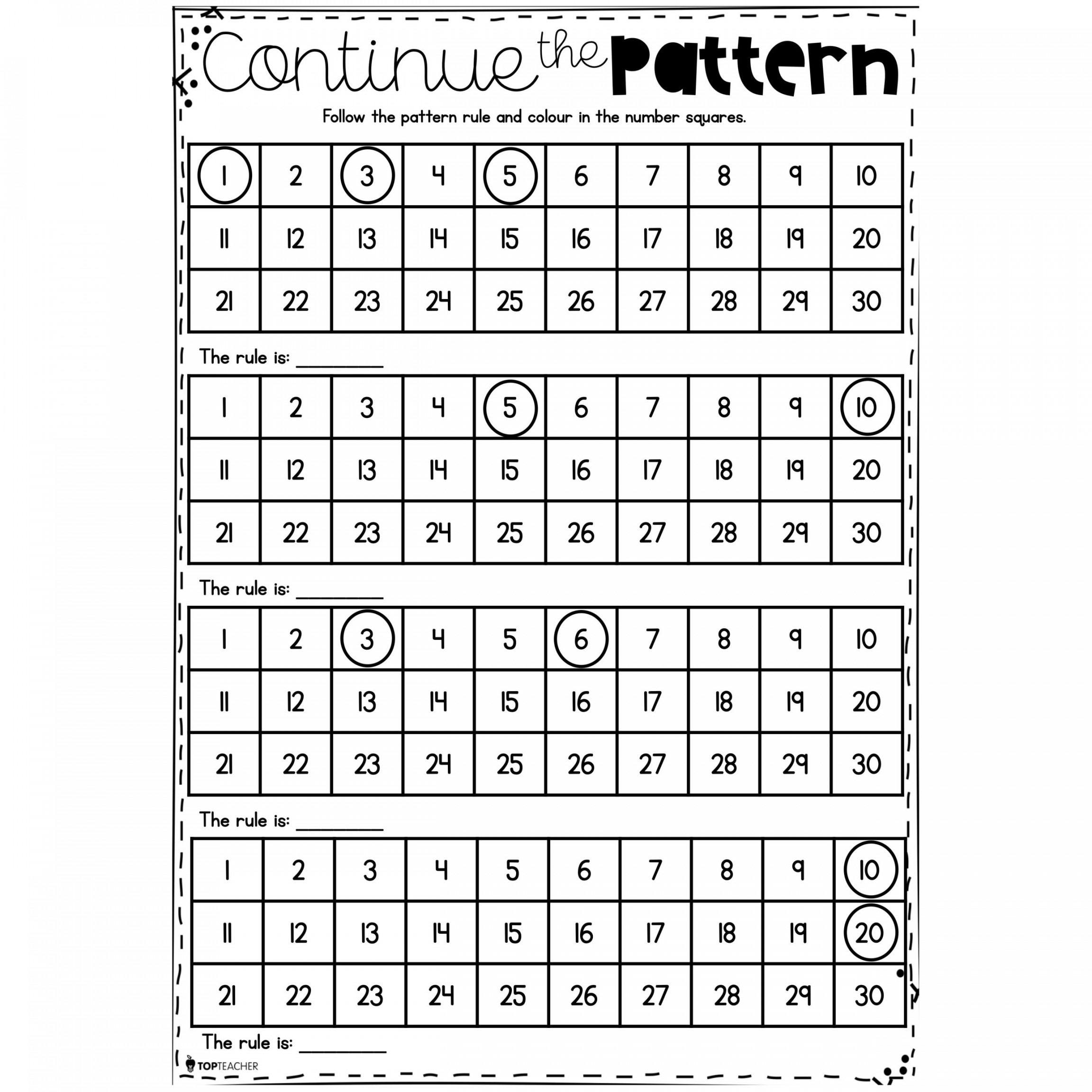Circle the Number Pattern Worksheets - Top Teacher