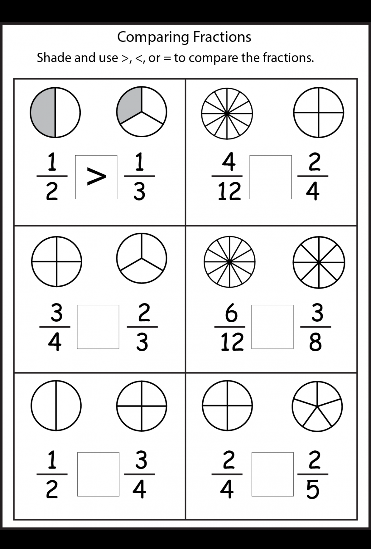 Comparing Fractions –  Worksheets  nd grade math worksheets