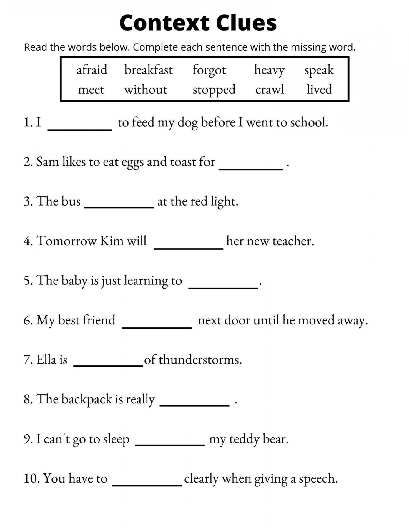 Context Clues Worksheets Vocabulary Printable st - Etsy UK