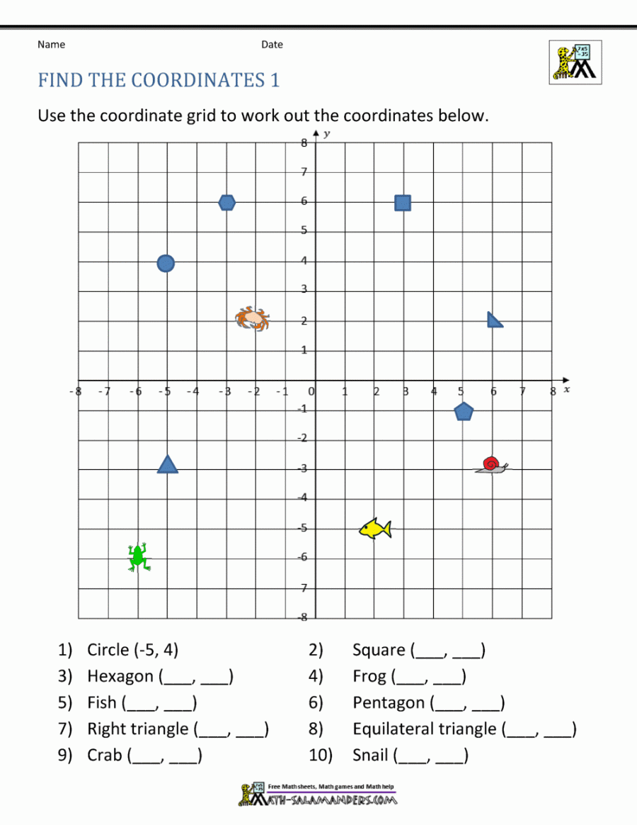 Coordinate Plane Worksheets -  quadrants