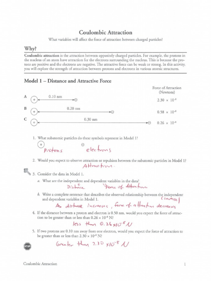Coulombic Attraction-Answers  PDF