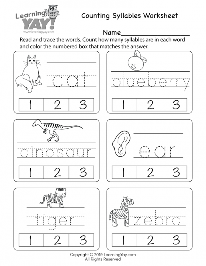 Counting Syllables Worksheet for st Grade (Free Printable)