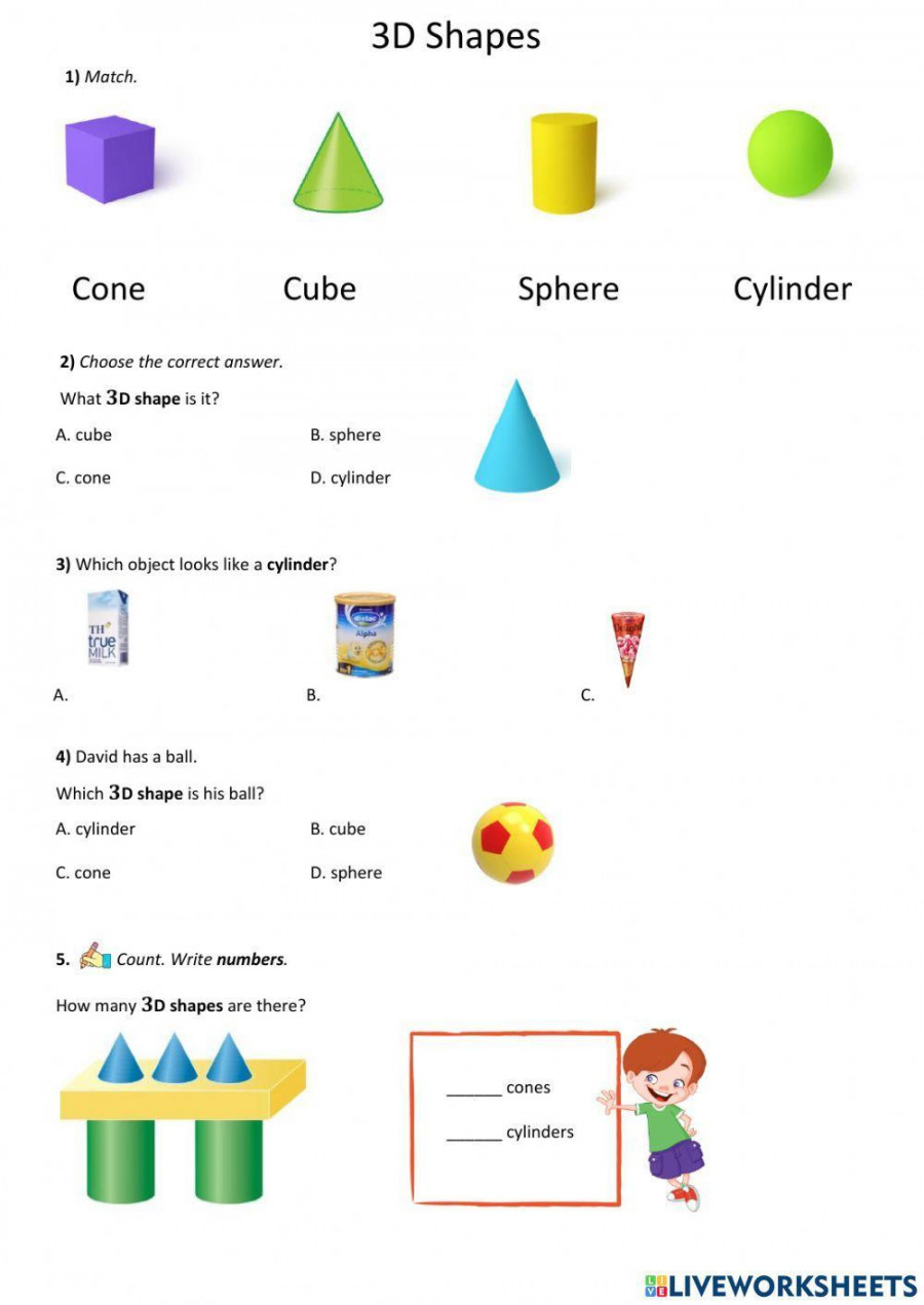 d shapes grade  worksheet  Live Worksheets