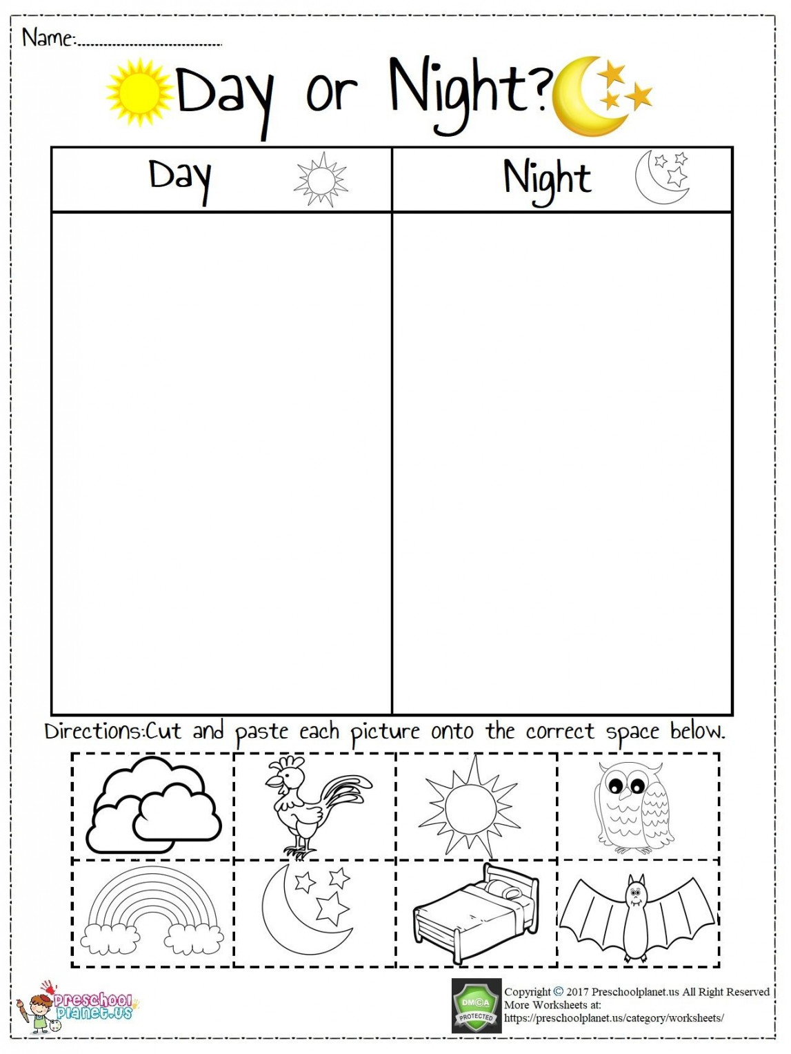 Day And Night Worksheet  Kindergarten worksheets printable