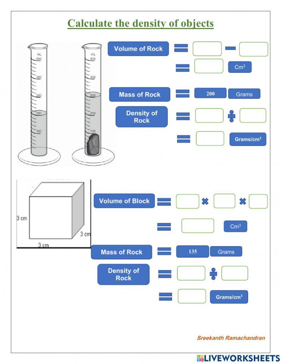 Density interactive worksheet for grade   Live Worksheets