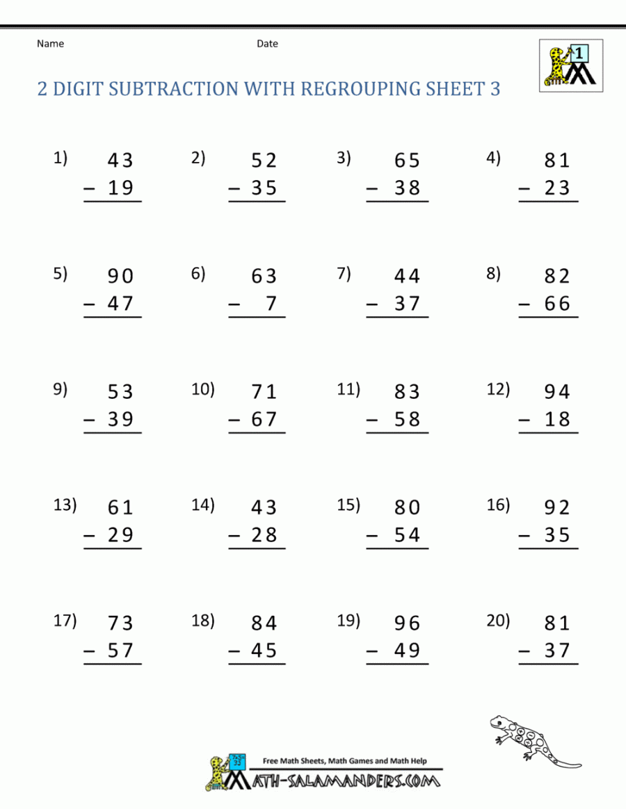 Digit Subtraction Worksheets