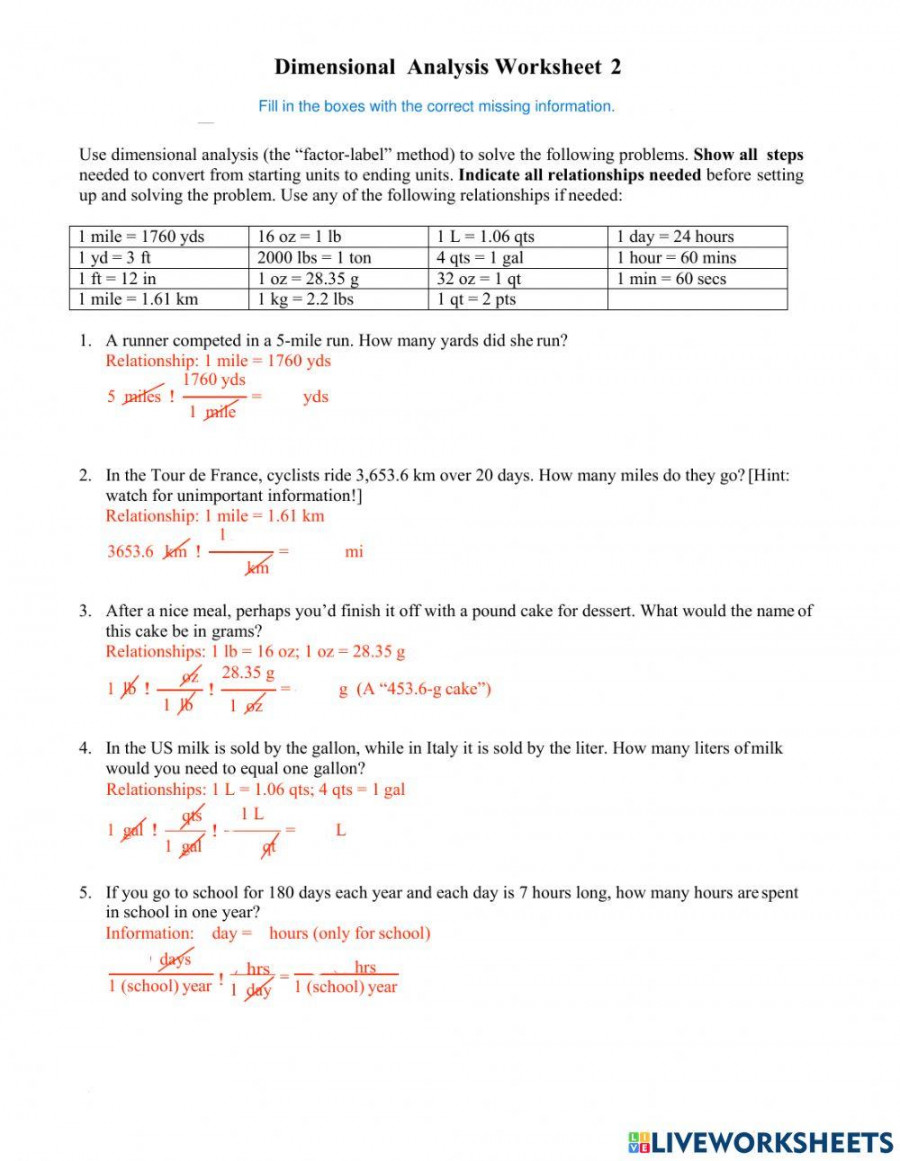 Dimensional Analysis Practice worksheet  Live Worksheets