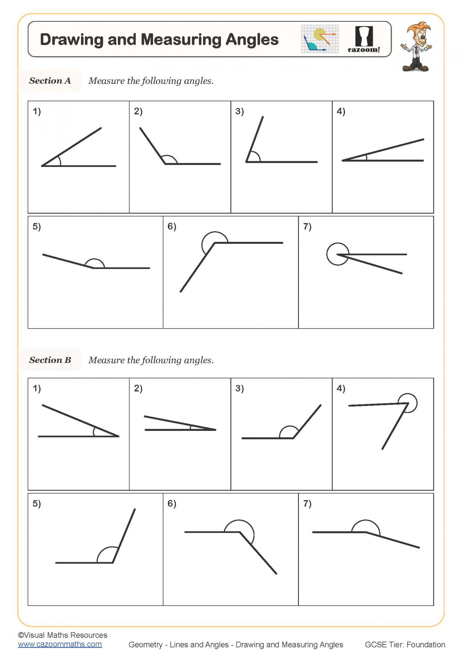 Drawing and Measuring Angles Worksheet  Printable Maths Worksheets