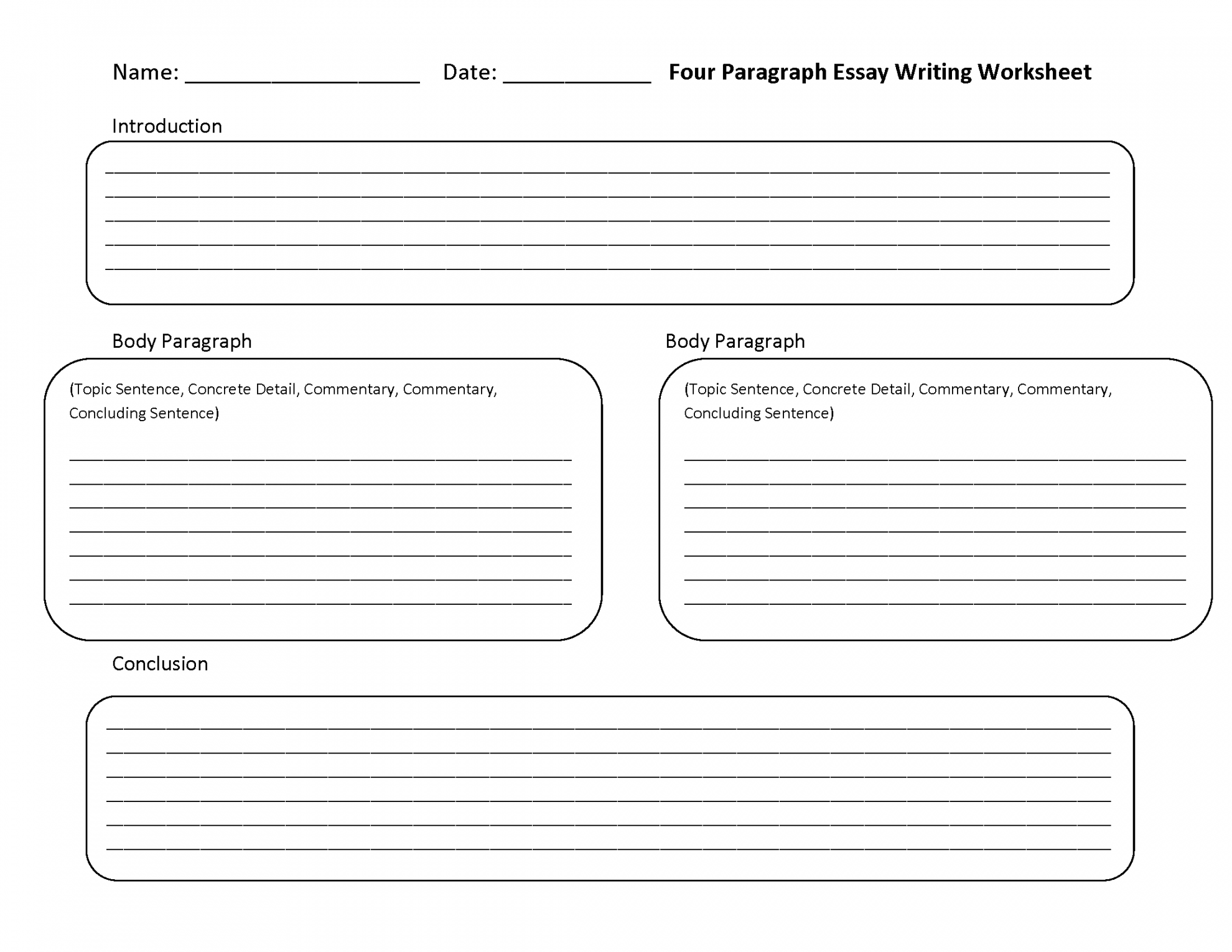 Essay Writing Worksheets  Four Paragraph Essay Writing Worksheets