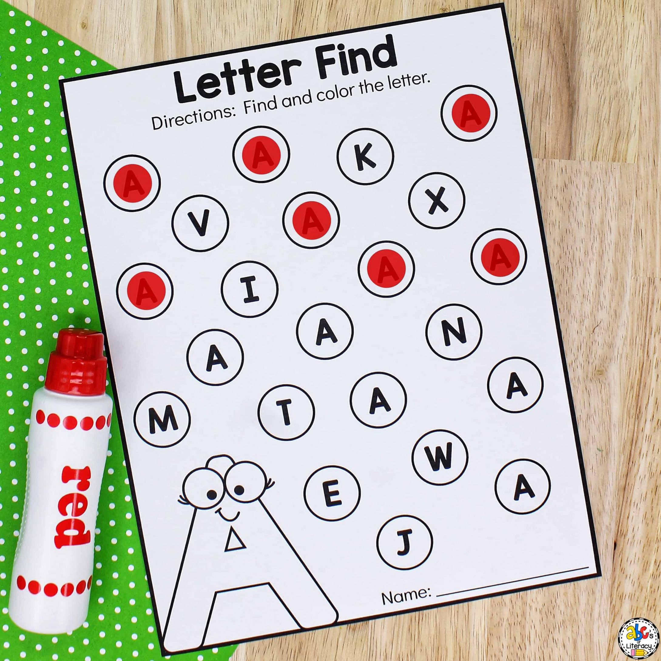 Find The Letter A Worksheet: Letter Recognition Activity