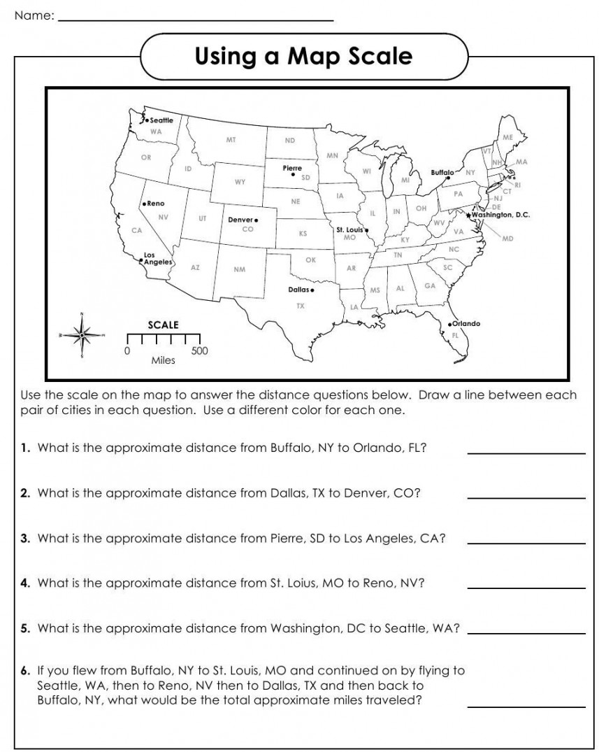 Finding Scale Factor Worksheet Using Map Scale Worksheet  Map