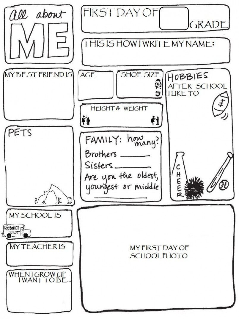 FIRST DAY OF SCHOOL-ALL ABOUT ME WORKSHEET  School worksheets