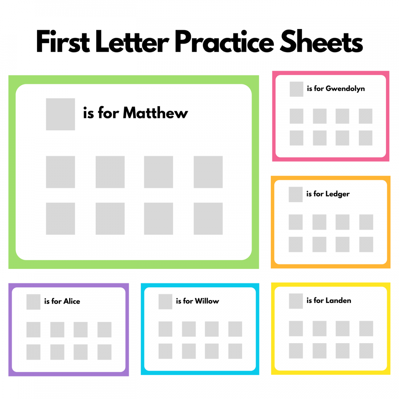 First Letter Practice Sheets — Preschool Vibes