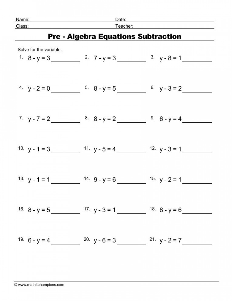 Free Algebra Worksheets pdf downloads  MATH ZONE FOR KIDS