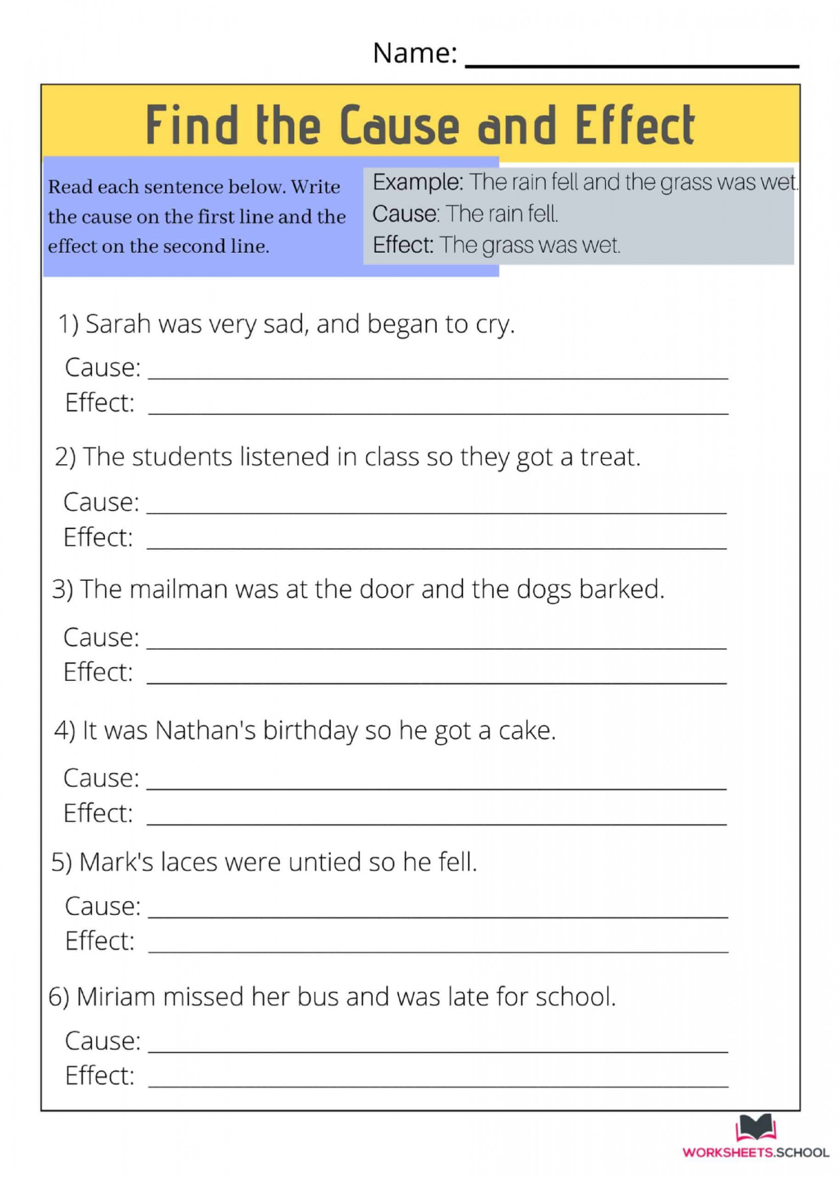 Free Cause and Effect Worksheets [PDF] - EduWorksheets