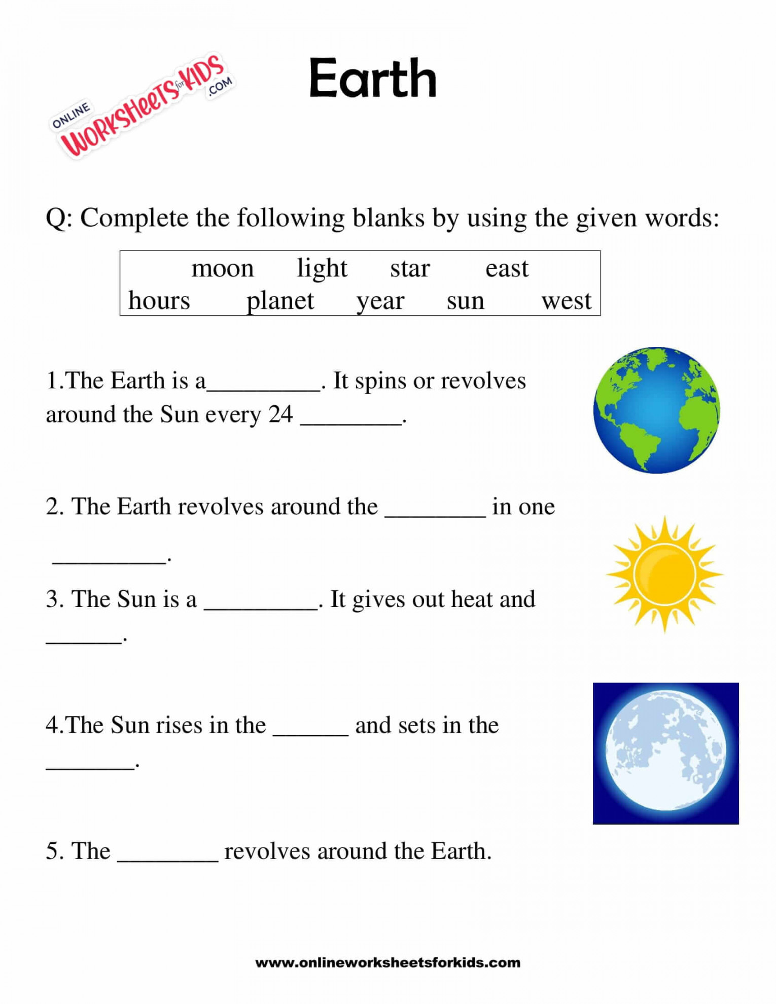 Free Printable Earth Worksheet for Grade