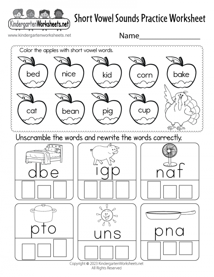 Free Printable Short Vowel Sounds Practice Worksheet