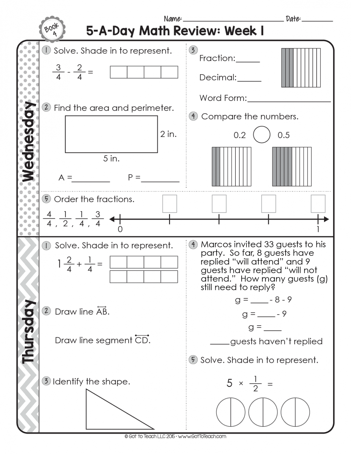 FREE th Grade Daily Math Spiral Review • Teacher Thrive