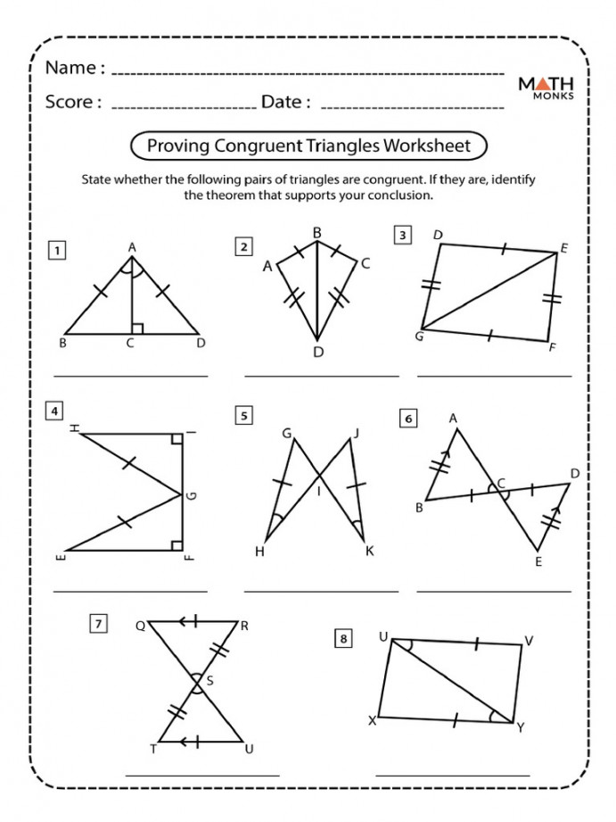 Geometry Worksheet Congruent Triangles  PDF