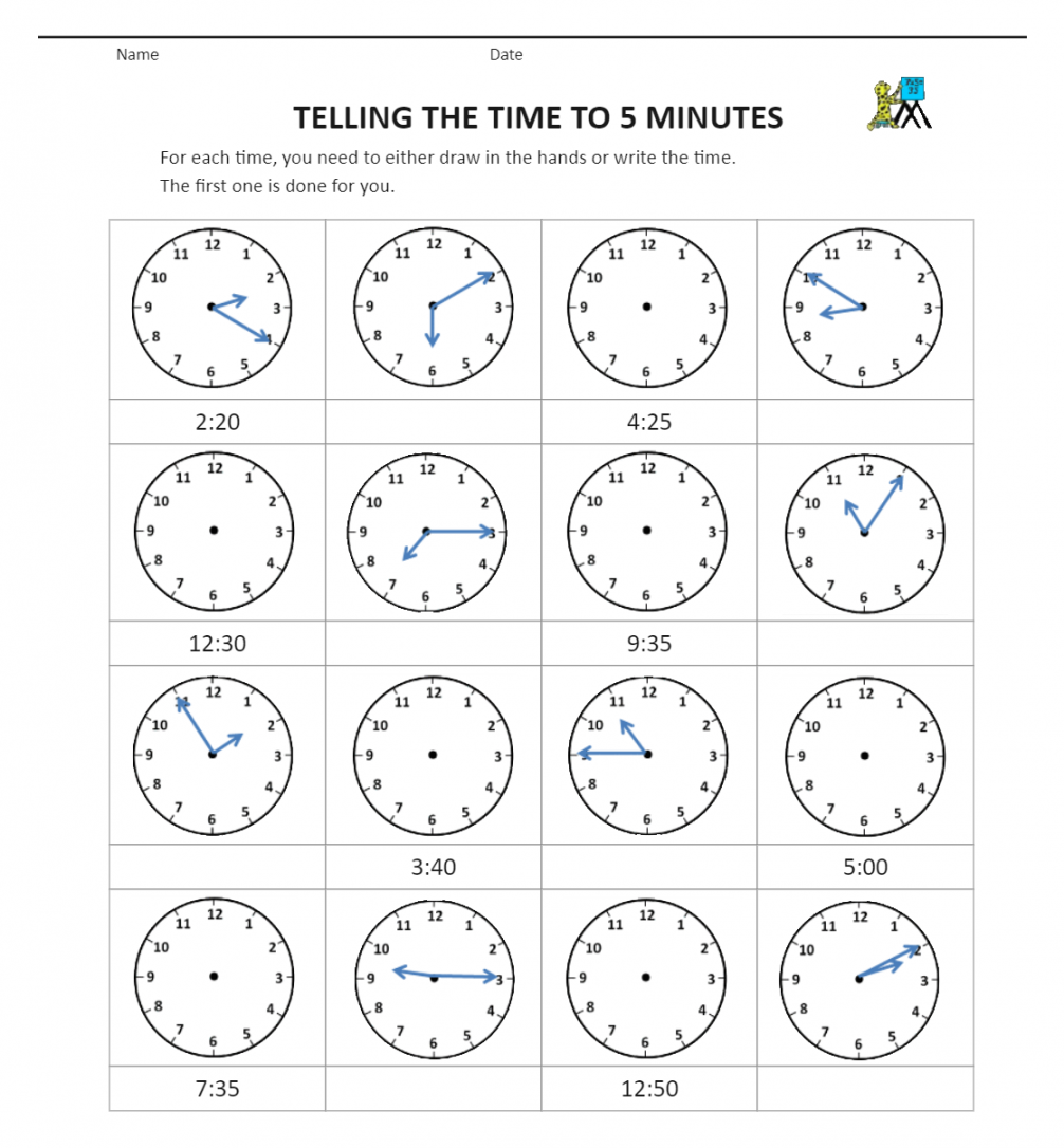 Grade  Telling The Time Worksheet  EdrawMax Templates