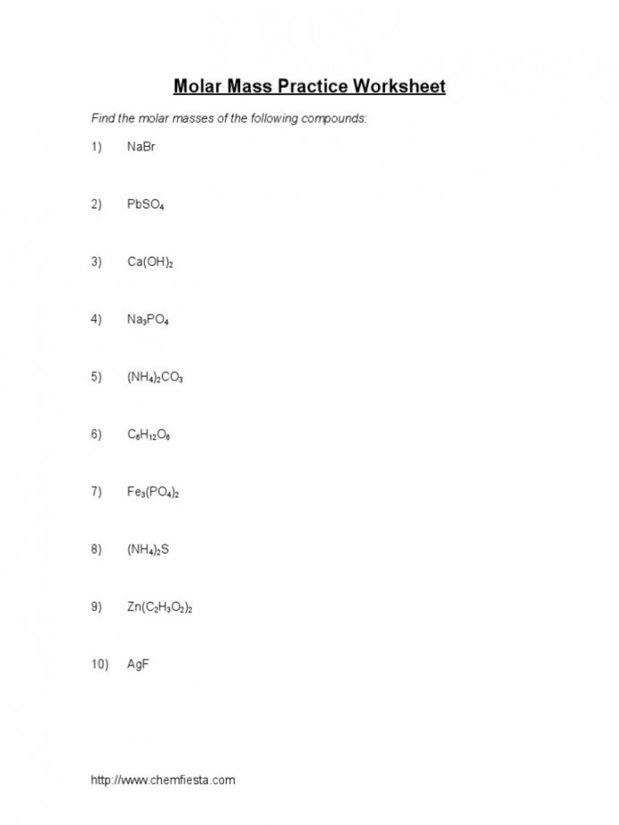 Gram Formula Mass Worksheet  PDF  Mole (Unit)  Units Of Measurement