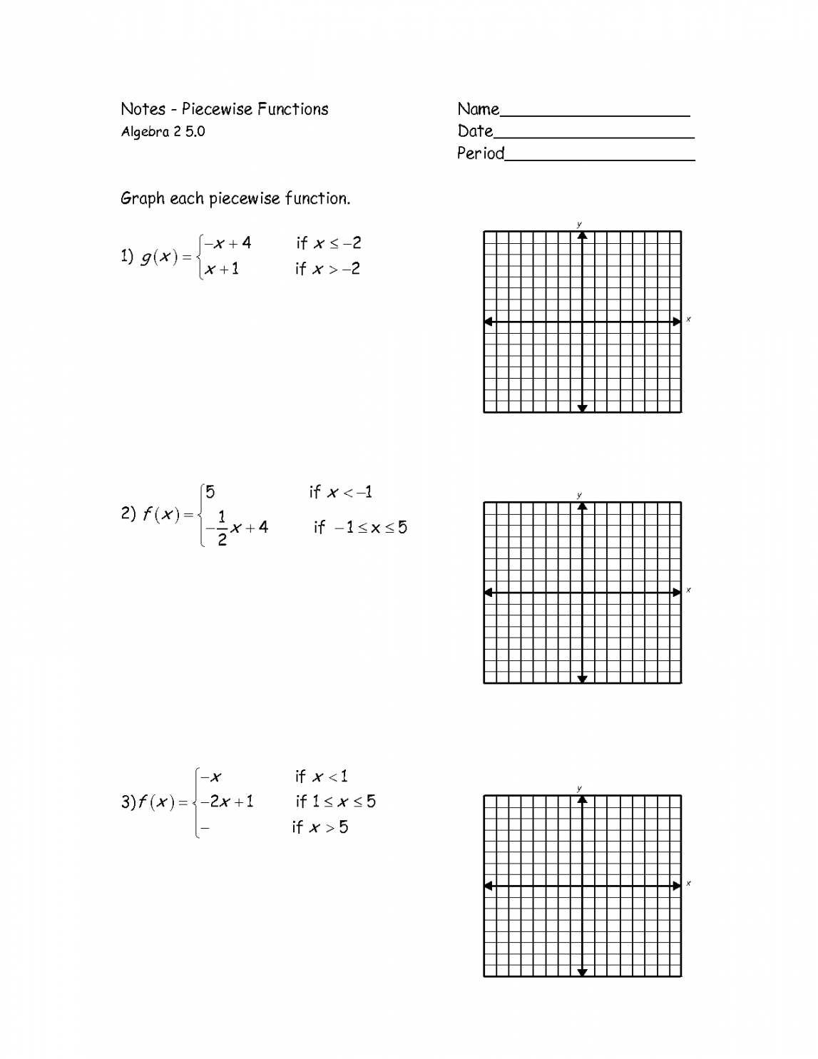 graphs of piecewise functions worksheet - Google Search  Word