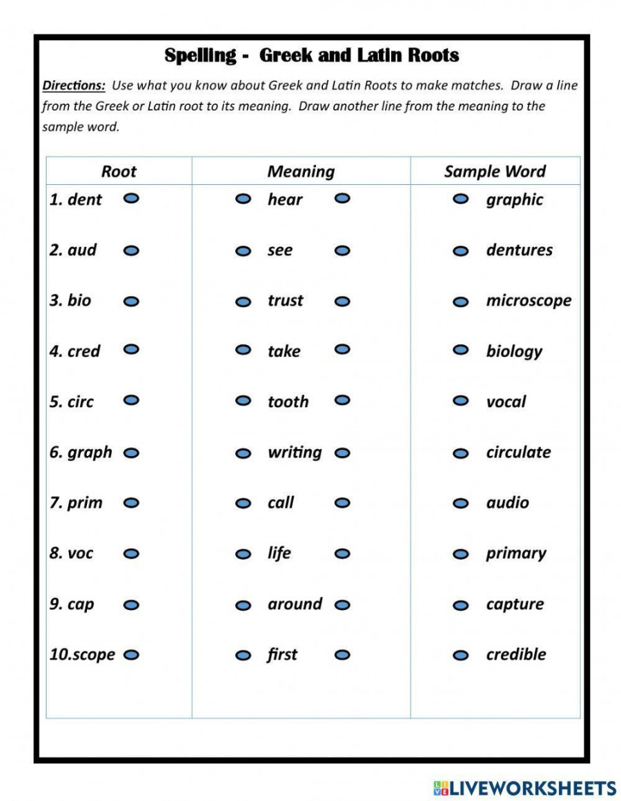 Greek and Latin Roots activity  Live Worksheets