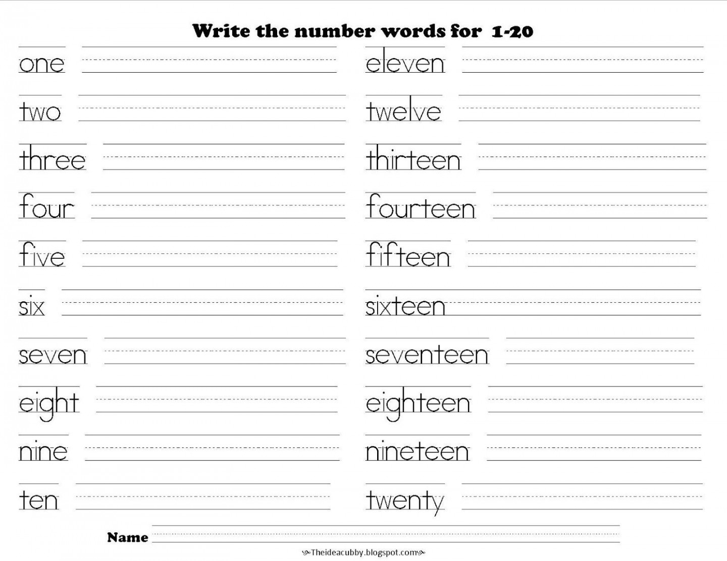 Image result for writing numbers words - for kindergarten