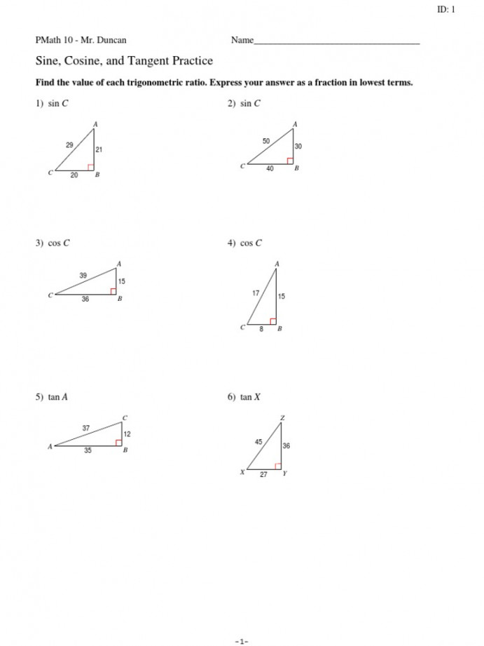 Intro To Trig Worksheet  PDF  Trigonometric Functions  Sine