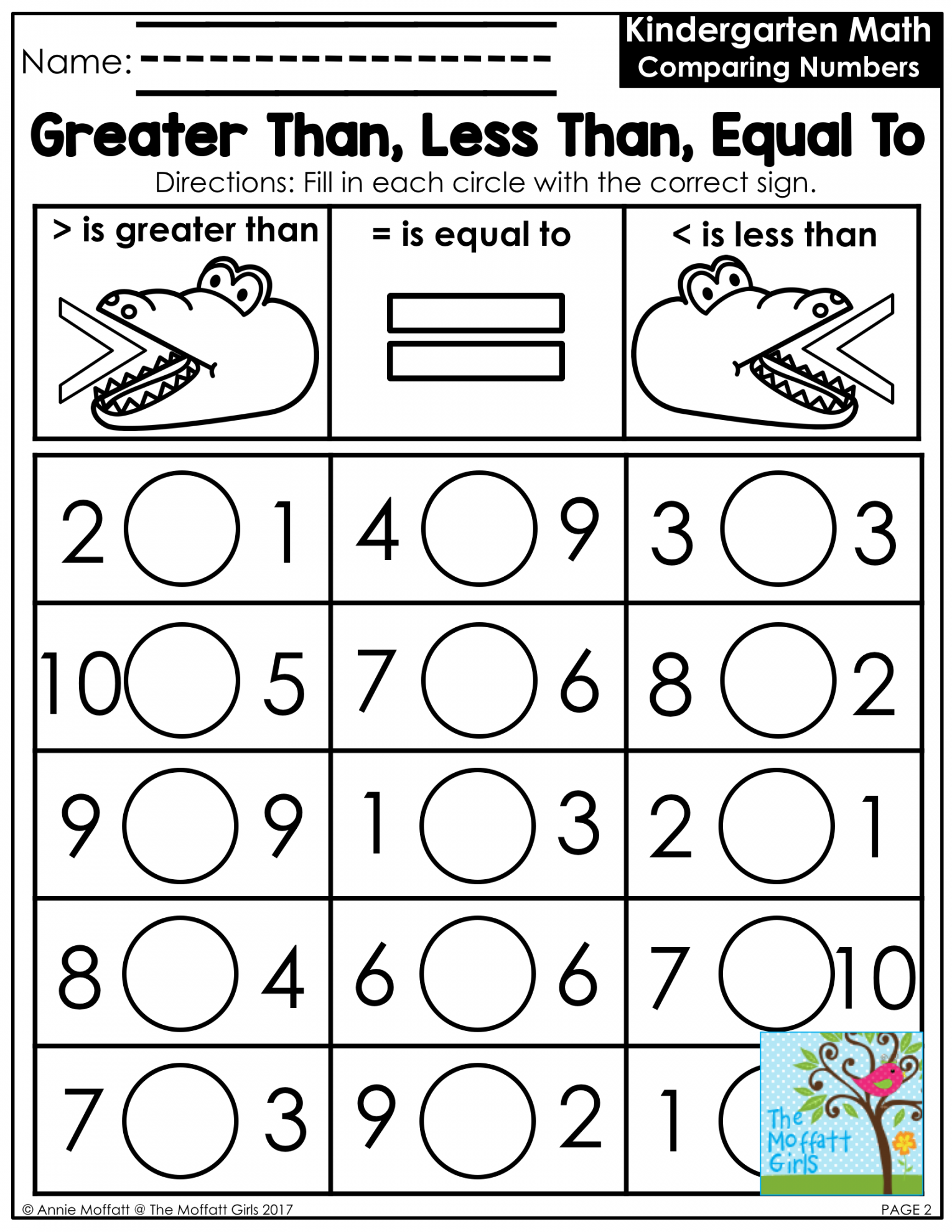 Kindergarten Math: Comparing Numbers  Kindergarten math free