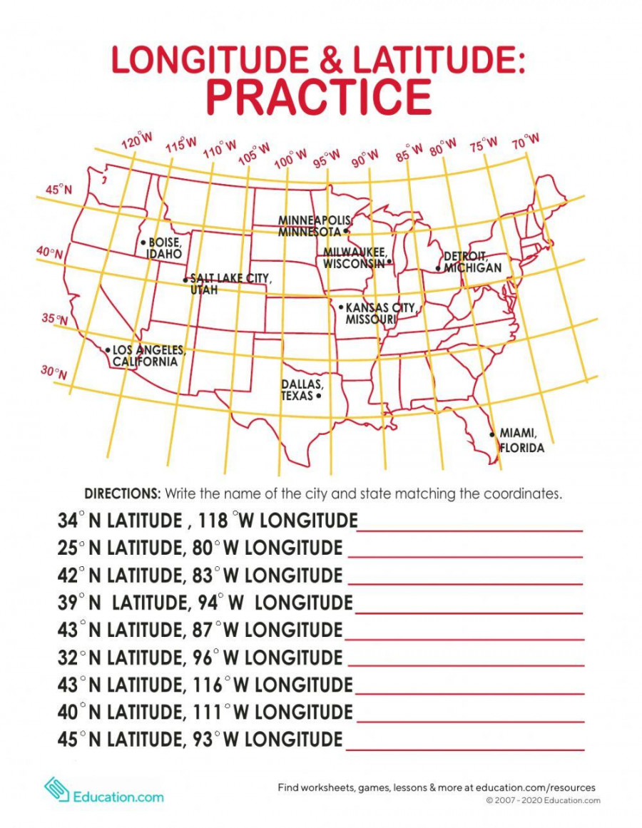 Latitude and Longitude worksheet  Live Worksheets