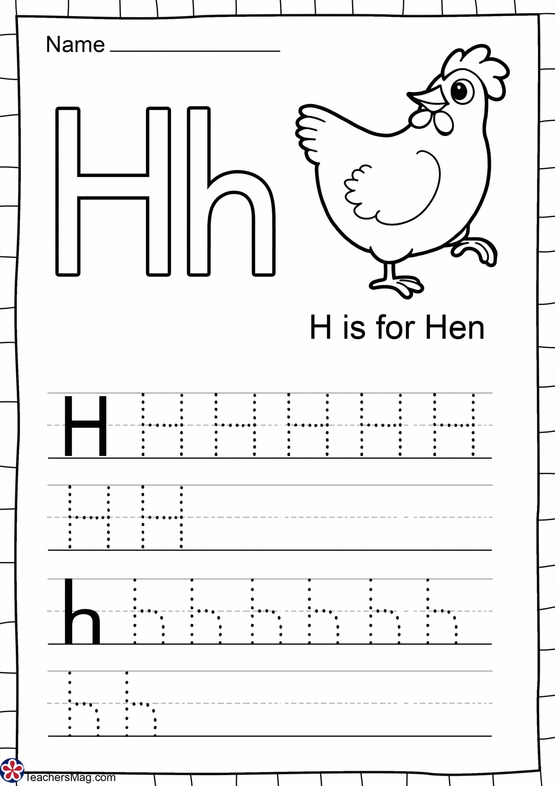 Letter H Free Worksheets. TeachersMag