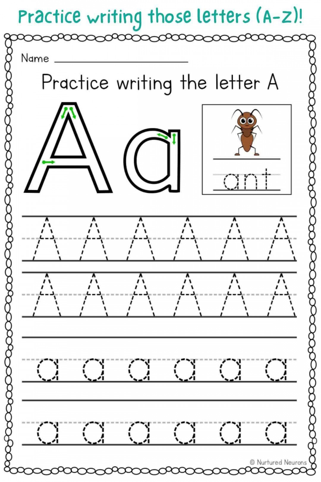 Letter Tracing Worksheets A-Z (Preschool and Kindergarten Printable) -  Nurtured Neurons