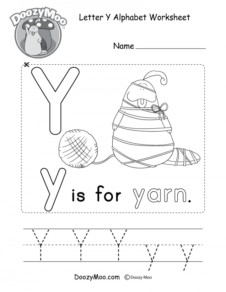 Letter Y Alphabet Activity Worksheet - Doozy Moo