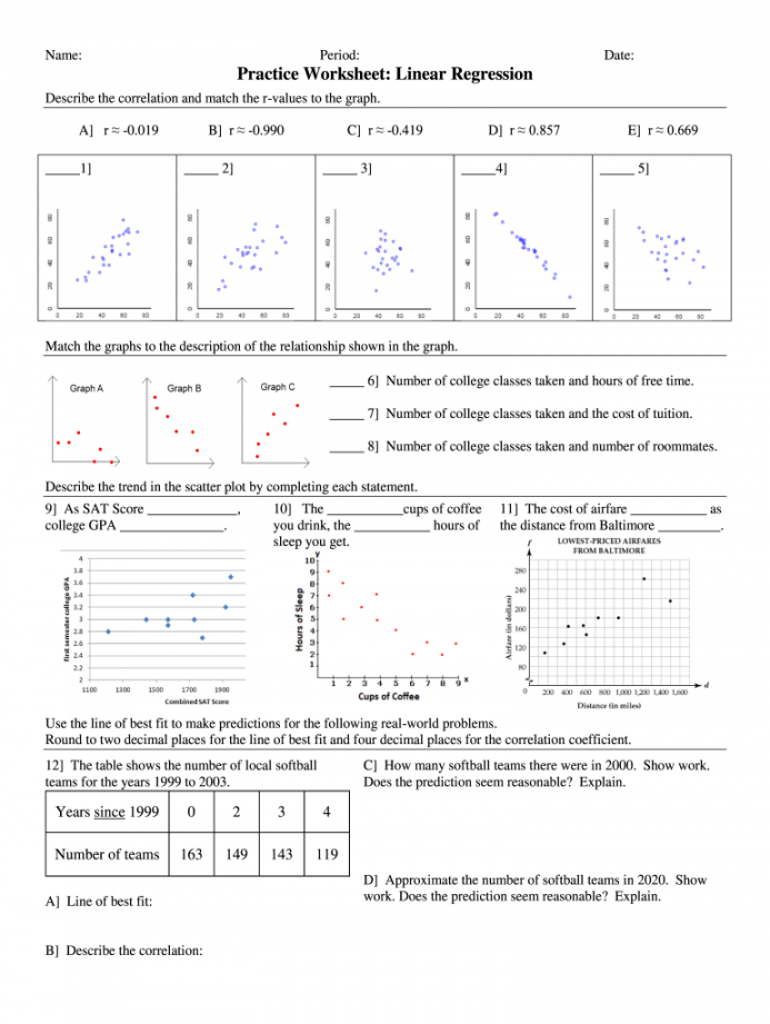 Linear regression practice worksheet: Fill out & sign online  DocHub